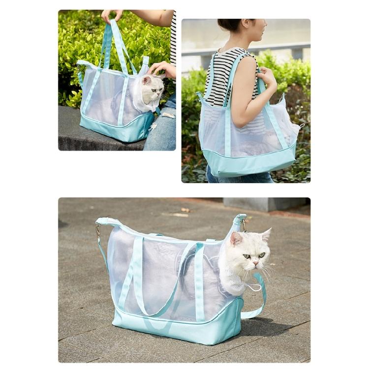 Nylon-Netz-Haustiertransporttasche für Katzen, atmungsaktiv, klares Fensterdesign, leicht zu reinigen und zu tragen, Reiseausrüstung