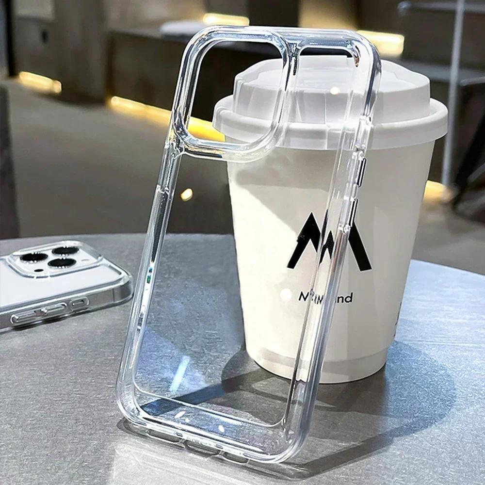 Luxury Silicone Transparent Shockproof Armo Case For iPhone 16 15 14 13 12 11 Pro Max Plus X XR 16E Phone Clear Protection Cover