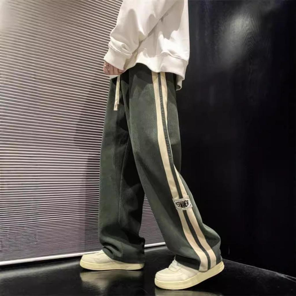 High Street Casual Pants Men Wide-leg Straight Corduroy Trousers Spring Autumn Fashion Jogger Couple Streetwear New Sweatpants