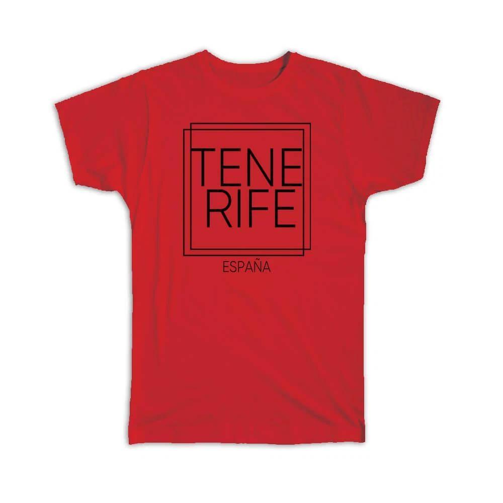 Gift T-Shirt : TENERIFE Spain Square Modern Minimalist Font S