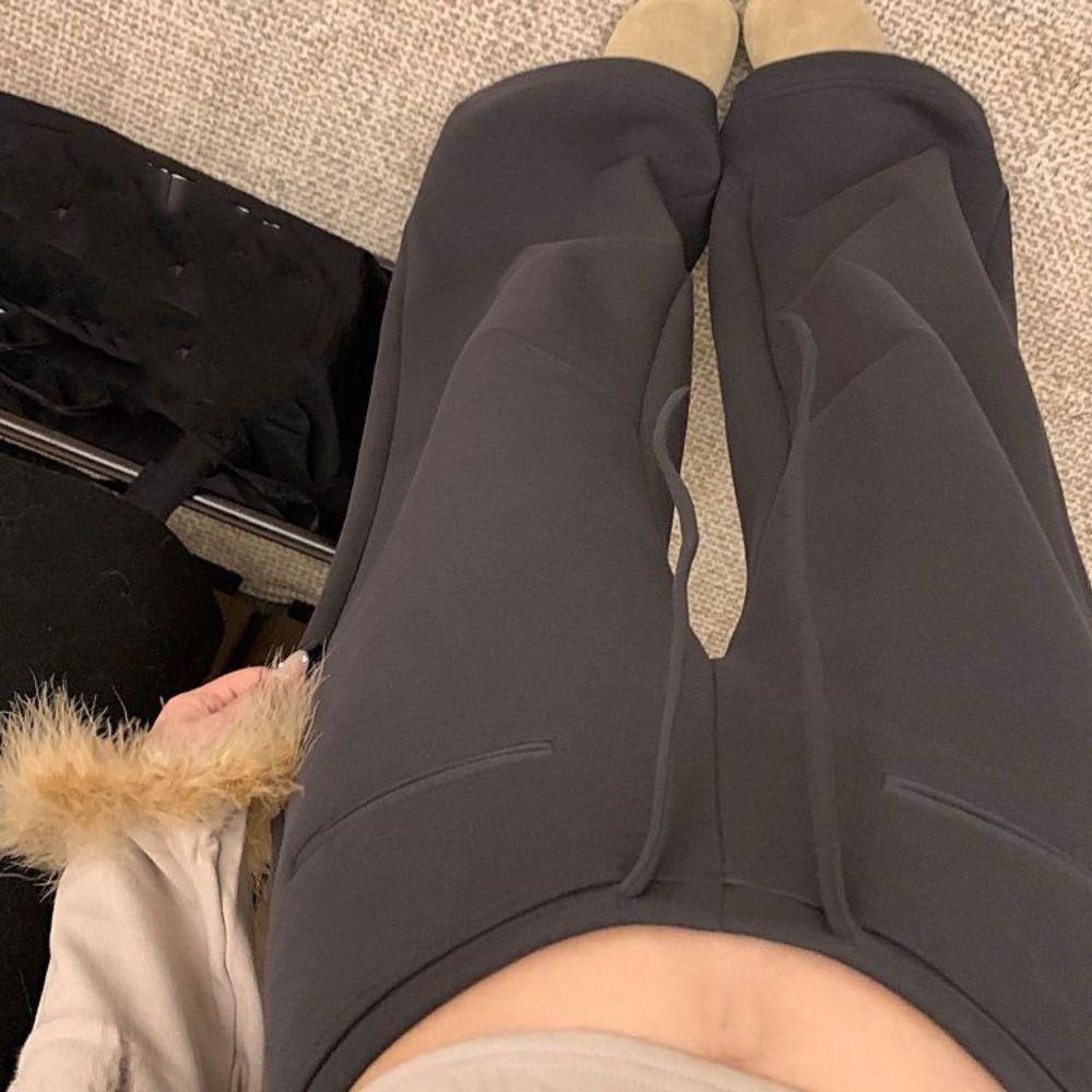 Drawstring Casual Pants Women Loose Wide Leg Pants Fashion Straight Leg Pants  Jogging