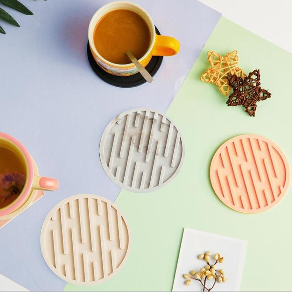 Silent Coasters Silicone Tea Cup Mat Striped Draining Version