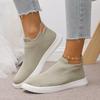 Fashion Spring and Autumn New Single Shoes Women's Flat Slip Feet Flying Weave Breathable Casual Light Soft Sole Shoes