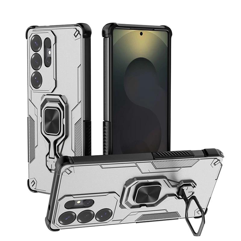 Case for Samsung S25 Ultra S25 Edge Plus Metal Ring Stand Shockproof Cover for Galaxy A56 A36 A26 A16 A06 A55 A35 A25 M16 F06 5G