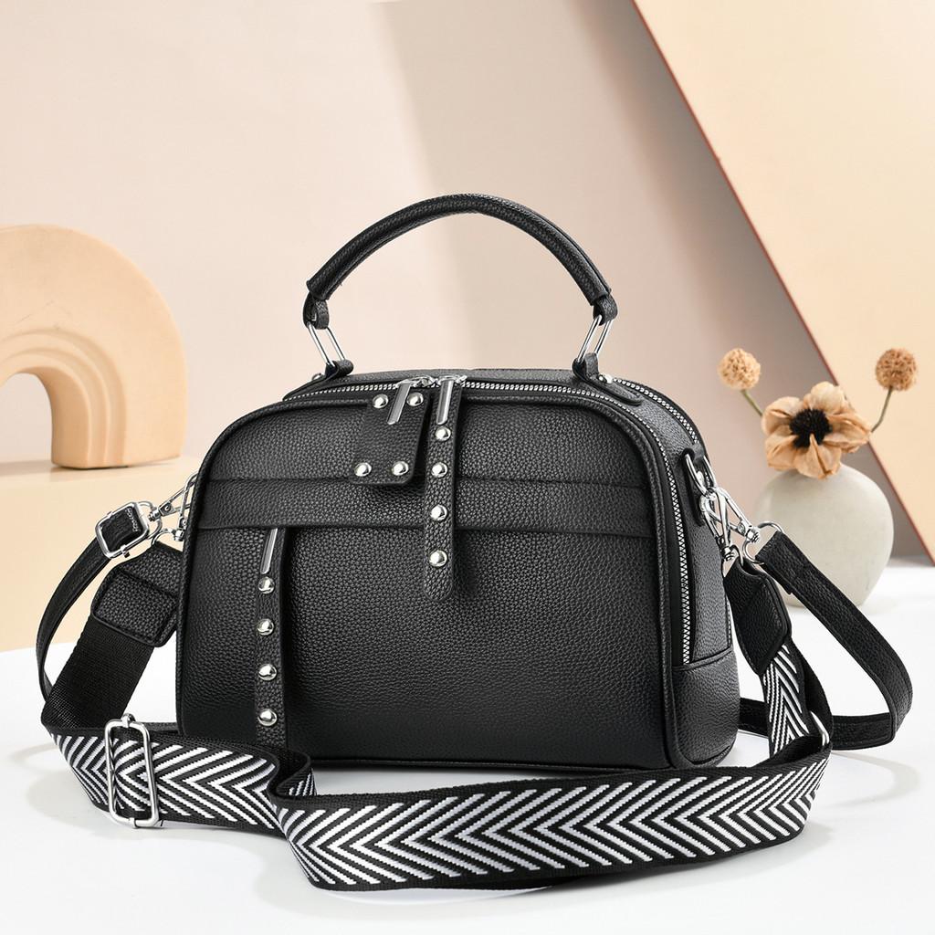 Pu Leather Shoulder Bag With Zipper Pockets And Adjustable Strap For Daily Use