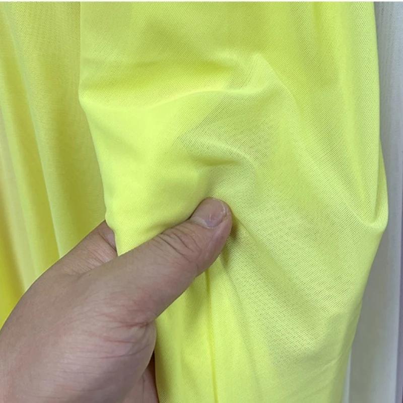 Wide 150cm Nylon Mesh Fabric Spandex High Elastic Dense Black White for DIY Sewing Lace Shirt Stockings