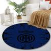 Round Rug Inter Milan IM Logo Happy Halloween Spooky Branches Bats Dark Blue Soccer Circular Rug for Football Fan Decor