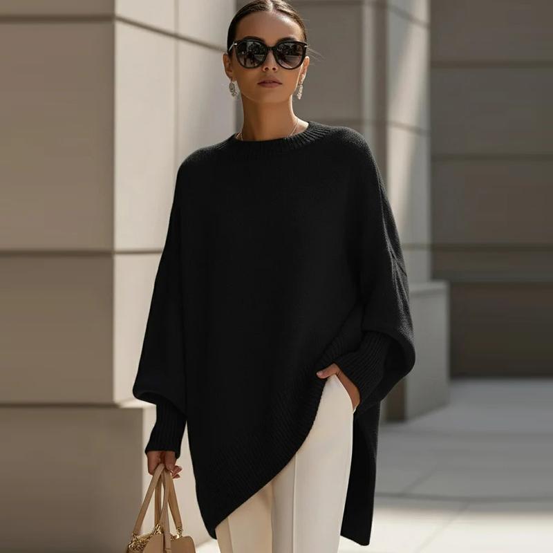 Podzim Zima Pulovr s kulatým výstřihem Pletený svetr pro ženy Volný a ležérní styl Jednobarevné dámské pulovry