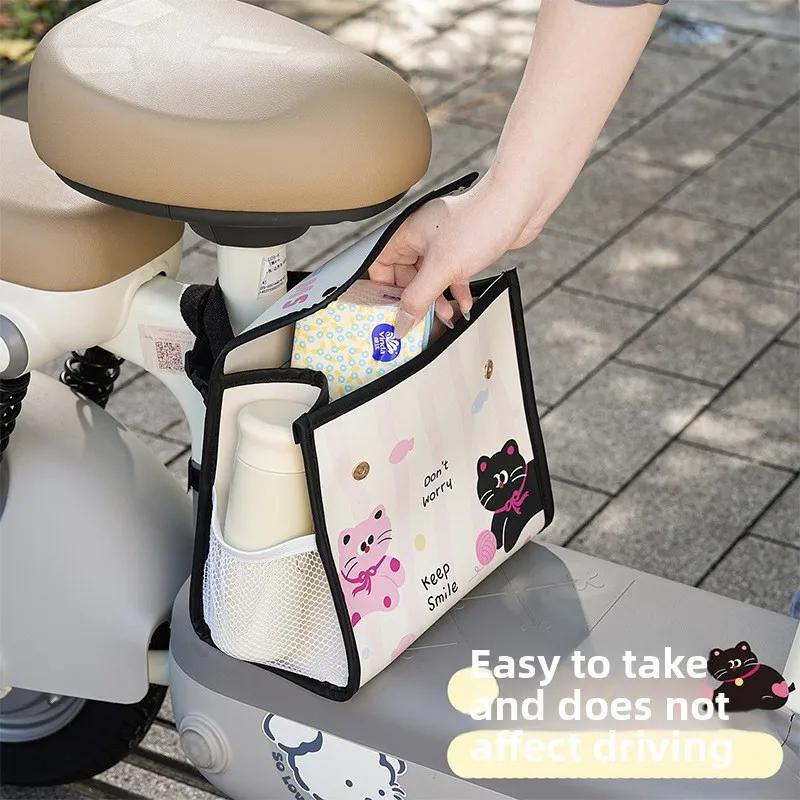 NEW Cartoon electric car hanging bag front bag waterproof large capacity storage bag battery motorcycle multifunction bag new