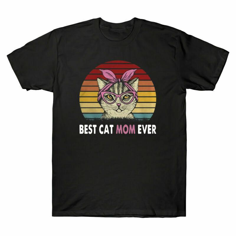 Tshirt Unisexs Black Mom Best Lovers Sunset Gifts Cat Ever Cat Tee Retro Vintage S