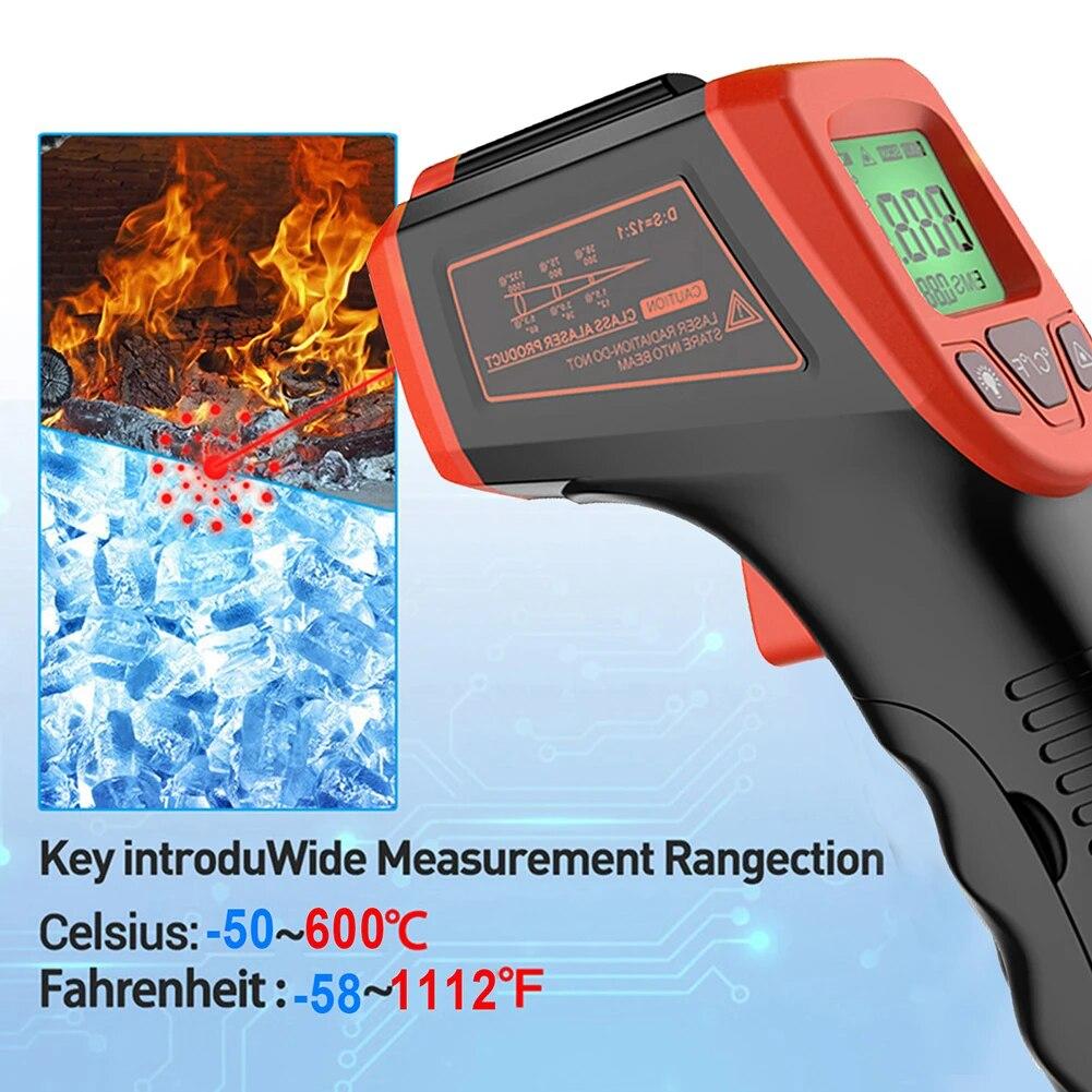 Risegun Industrielles Infrarot Thermometer – –50–600 °C, 12:1 Optik, 500 Ms, ABS, Für Kochen & Industrie (nicht Für Personen)