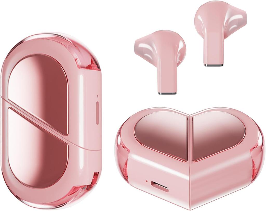 Heart-shaped Rotatable Wireless Bluetooth Earphones Stereo Sound Headphones Touch Control Earbuds Gamer Headsets gifts for girl