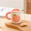 Fruit Mug Ceramic Cup with Lid Home Office Drinking Cup Student Milk Cup Gift Cup Gift Box Ins Style