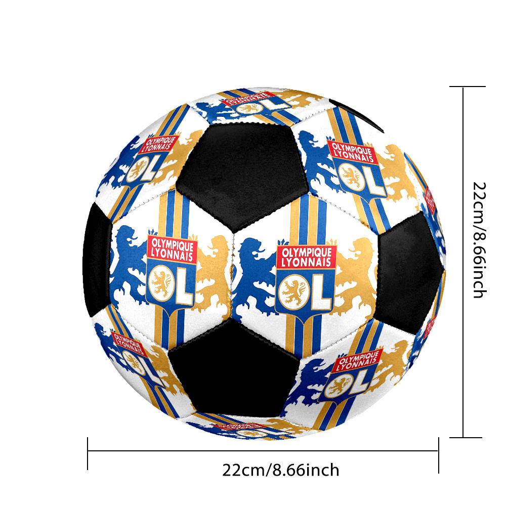 Pallone da Calcio Olympique Lyon Taglia 5 Colorato Cucito a Macchina PVC Pronto per la Competizione Resistente Alta Rimbalzabilità