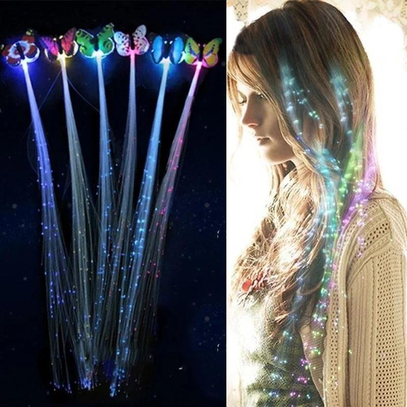 

1pcs Glowing Flashing Hair Braid Luminescent Hairpin Novetly Hair Ornament Girls Led Toys New Year Party Christmas Gifts