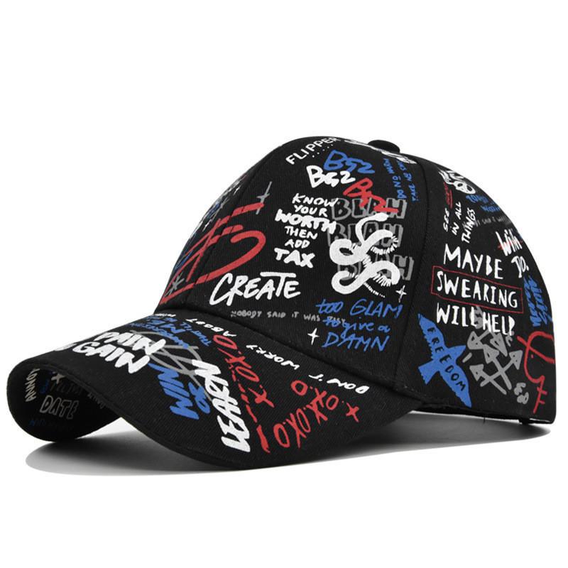 Graffiti Printed Baseball Cap Unisex Multicolor Sun Hat Fashion Duck Tongue Cap