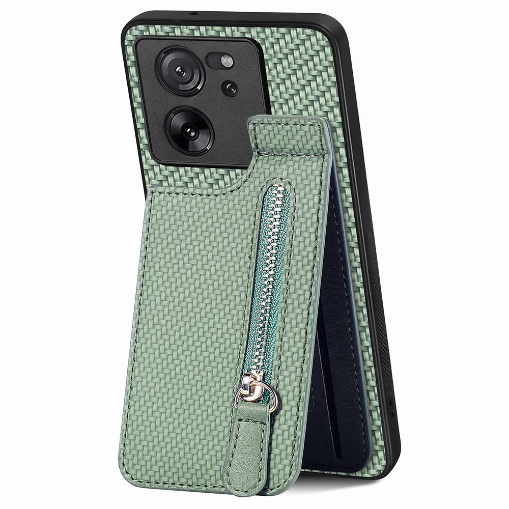 

C1-03 Чехол для Xiaomi 13T/13T Pro/Redmi K60 Ultra Вертикальная подставка Гибридная накладка для телефона с карманом на молнии Green