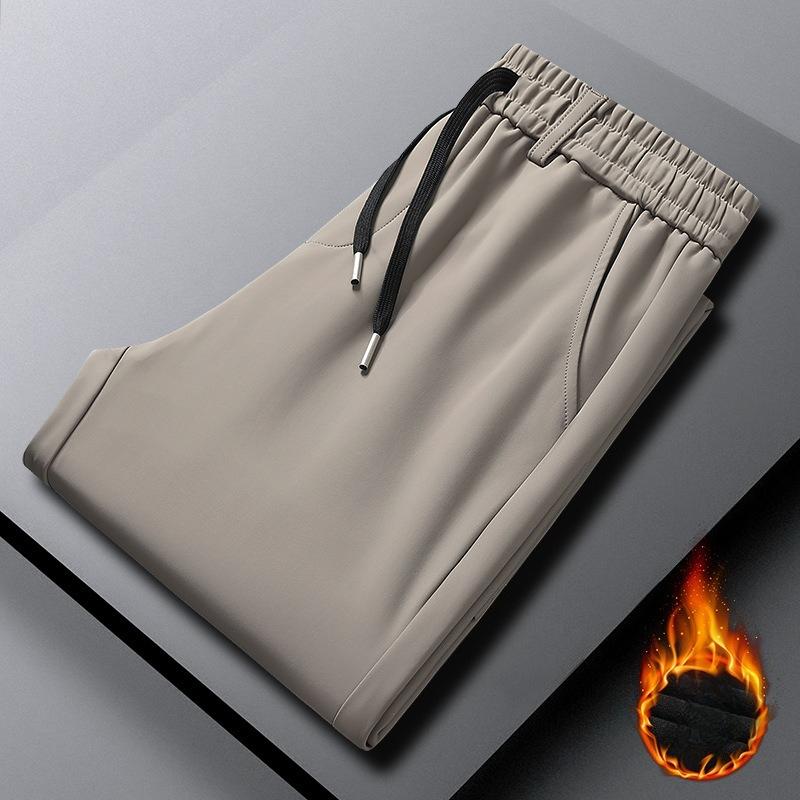 Men's Casual Trousers Large Size Loose-Fit Sports Trousers Thickened Fleece-Lined Straight-Leg Trousers Windproof Thermal Trousers Business Trousers