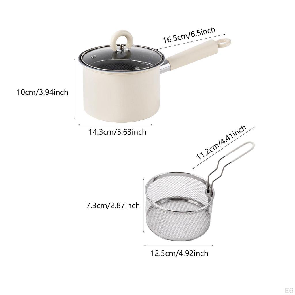 Deep Frying Pot Saucepan with Strainer Basket for Home Kitchen Tempura Chips