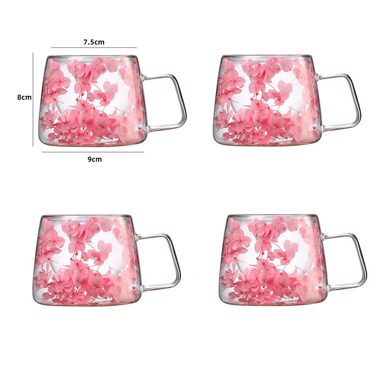 

4 шт. 200 мл кружка для кофе с двойными стенками и ручками, прозрачные стаканчики для молока, подарочные стеклянные стаканчики, наполняющие искусственные цветы, чайная чашка 200ml