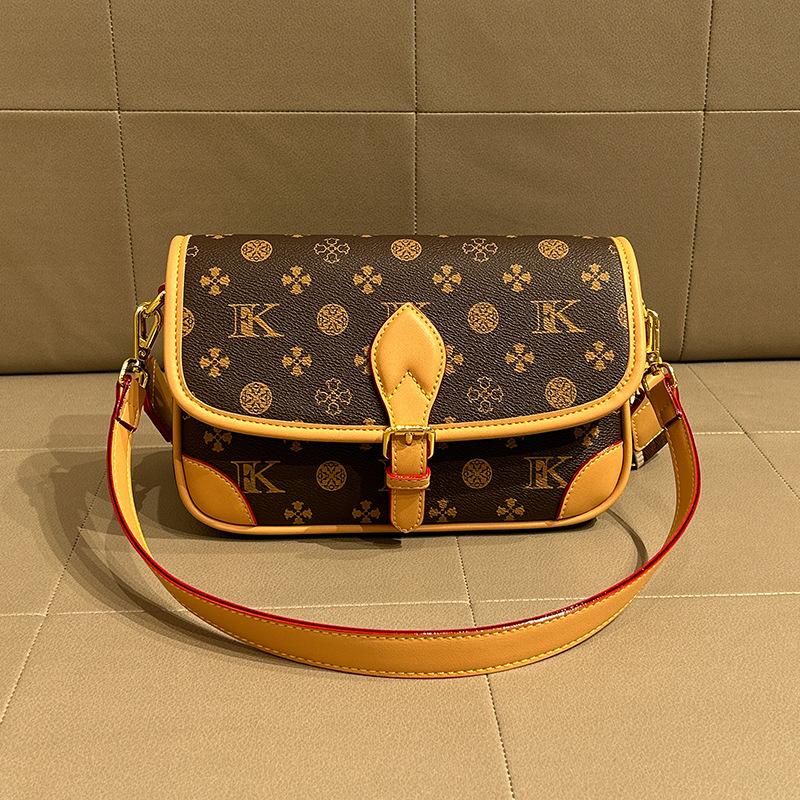 Classic Retro Versatile Presbyopia Shoulder Bag Women's Light Luxury Printed Letter Bag Fashion Underarm Bag Crossbody Small Square Bag