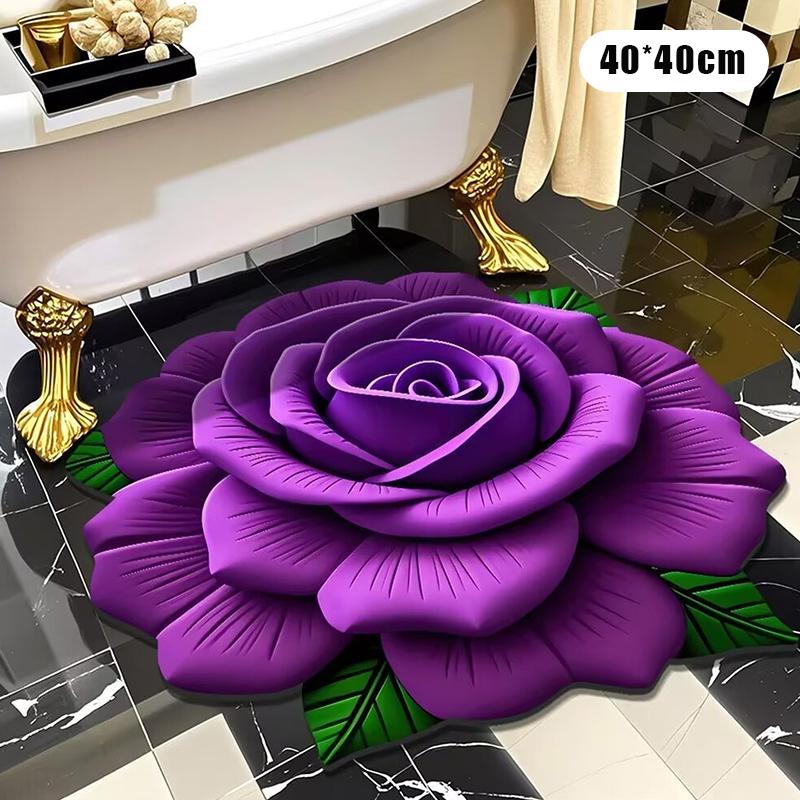 New Flower Carpet Special-Shaped Soft Peony Floor Mat Durable 40X40Cm Non-Slip Absorbent Bathroom Floor Mat