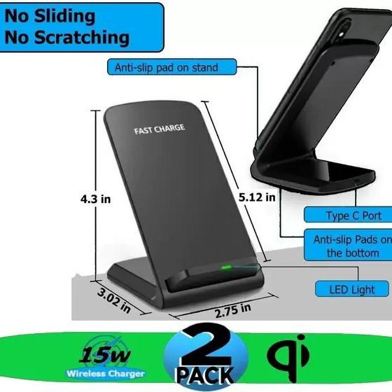 Dual Coil 15W Wireless Charging Stand for Mobile Phones