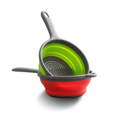 Zusammenklappbares Abtropfsieb mit Griff, Faltbares Silikon-Abtropfsieb, Obst- und Gemüsewaschkorb, Küchenwerkzeuge Sieb