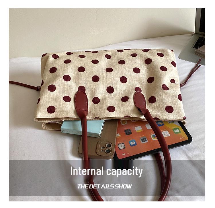 Korean Polka Dot Large Capacity Tote - Trendy Single Shoulder Bag for Everyday Use