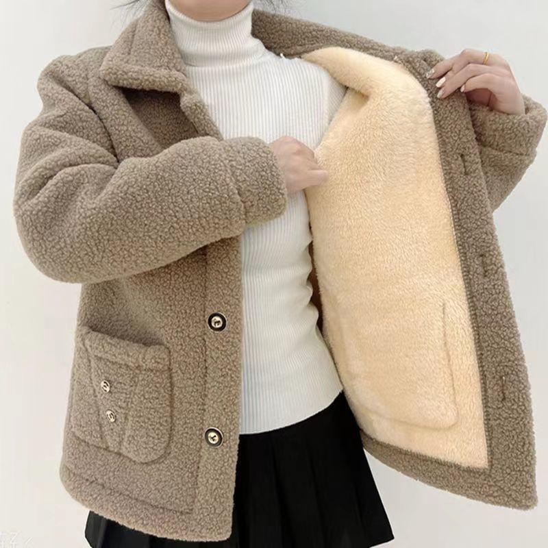 New Velvet Thickened Lamb Fur Mother's Mid-length Coat Imitation Fur Warm Coat for Women