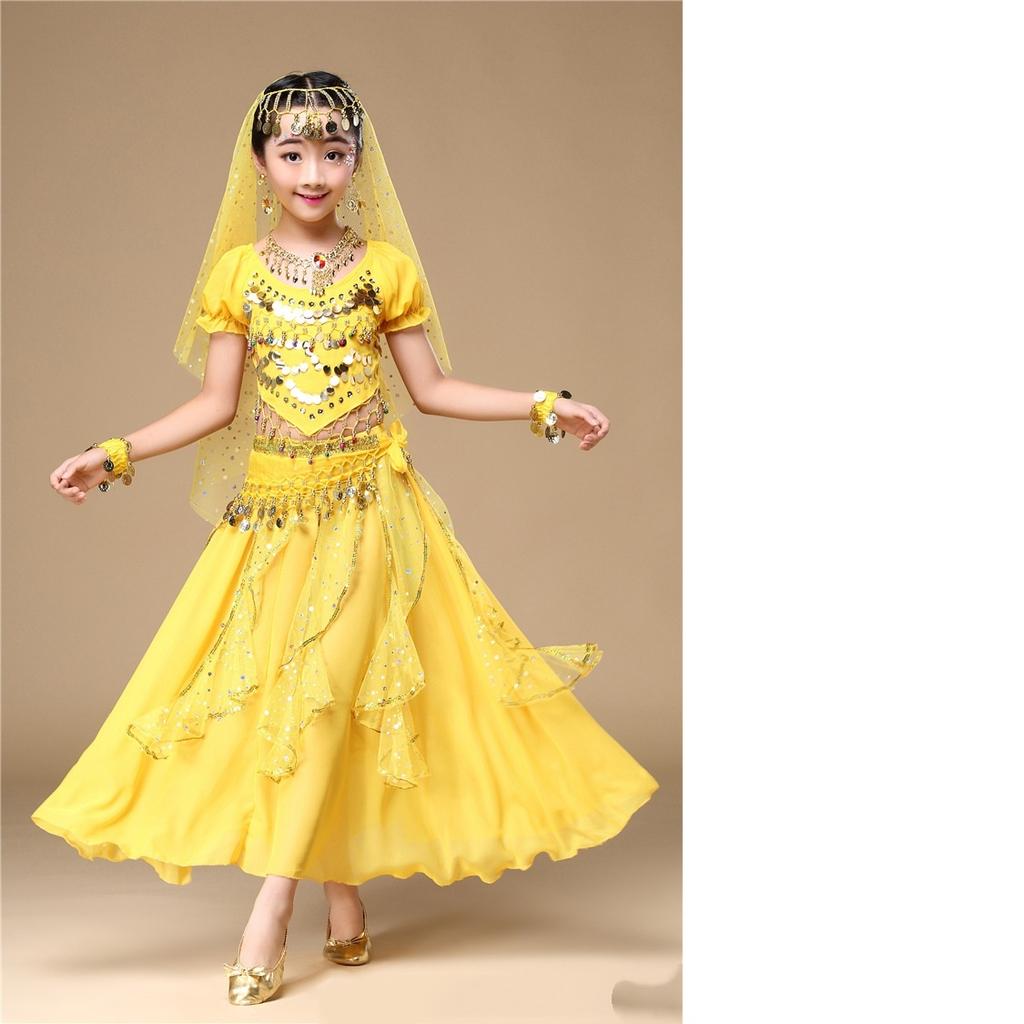 Spring Summer Children's Indian Dance Costumes Dance Costumes Girls Children's Belly Dance Costumes Six-piece Set