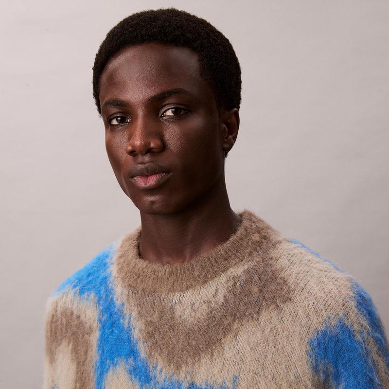 Calvin Klein American Pattern Loose Fit Crew Neck Knit Sweater Men sweater 4LD312G