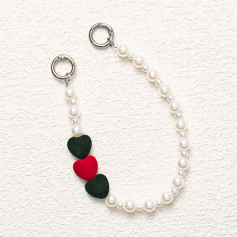 Hart Kristal Kralen Mobiele Telefoon Polsband met Metalen Gesp