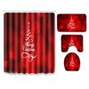 Christmas Printed Shower Curtain Floor Mat Four-Piece Bathroom Toilet Non-Slip Absorbent Carpet Toilet Non-Slip Door Mat