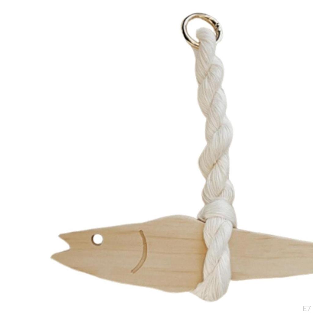 Hanging Wooden Fish Ornament with Cotton Rope for Home And Office Decor
