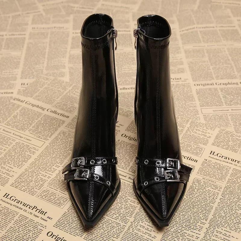 Módní vysoké podpatky Kotníkové dámské boty Špičaté Sexy boty pro ženy 2025 Nové Klasické denní boty Dámské boty Botas
