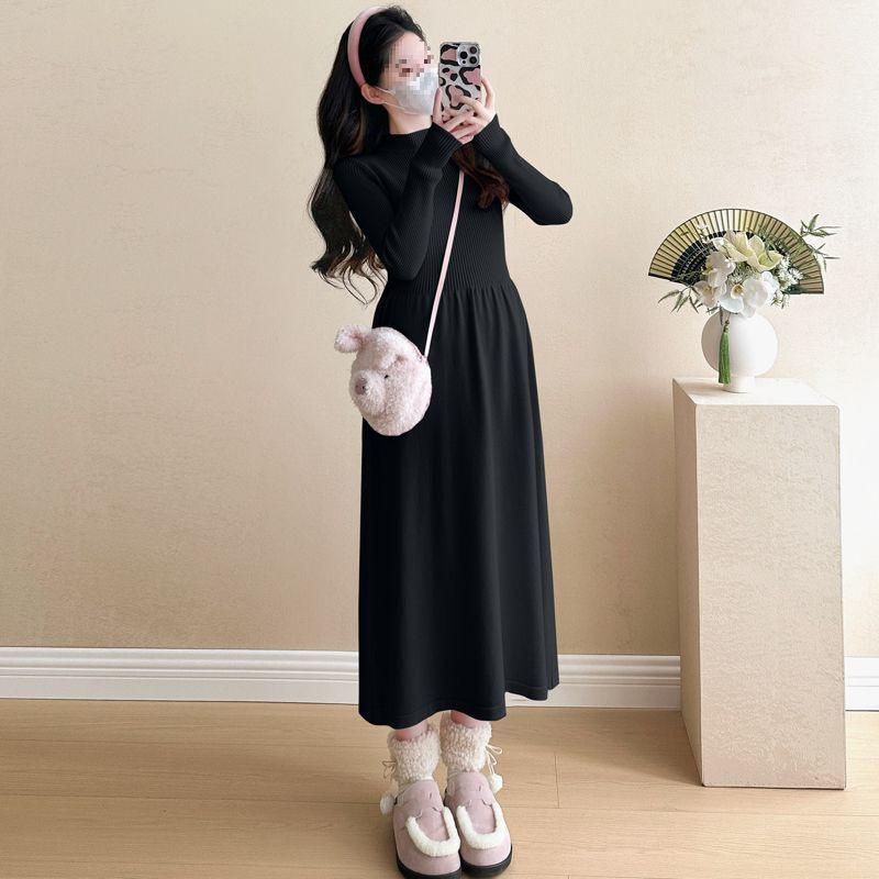 

New Chinese Style Maternity Autumn/Winter Outfit: Faux Mink Vest & Knitted Sweater Dress Set XXL
