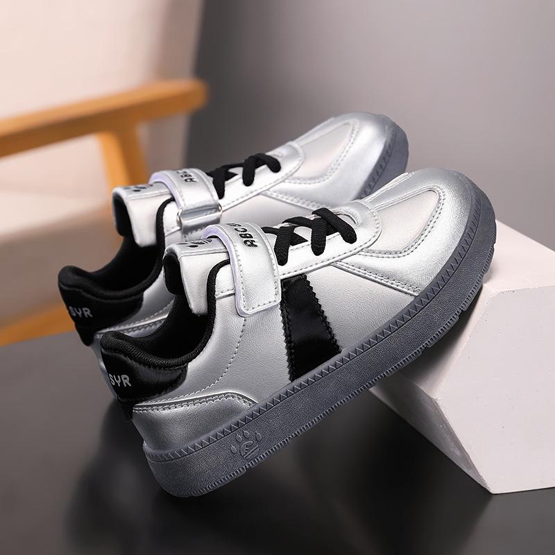 Boys' and Girls' 2026 Casual Wide Toe Leather Sneakers for Spring & Autumn
