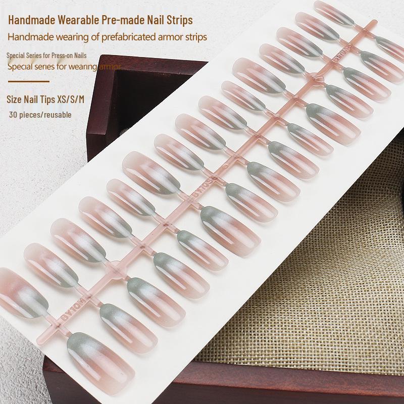 

Handmade Starry Sky Gradient French Manicure False Nails