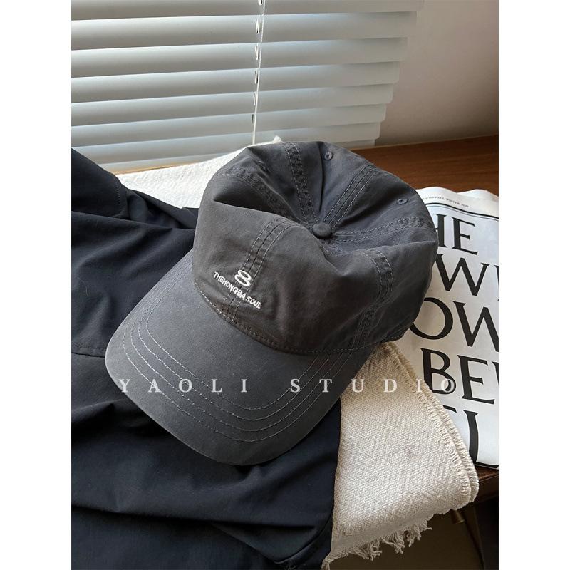 American street embroidery baseball cap children big head circumference showing face small curved brim shading simple hard top cap male tide