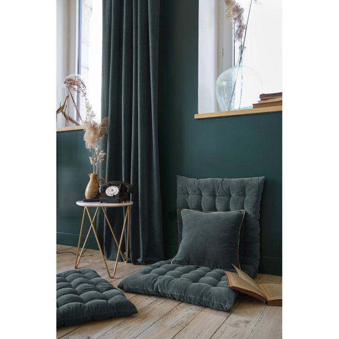 Adjustable Curtain + 8 "César" Clip Rings 140 X 270 Cm Cotton Velvet - César Slate