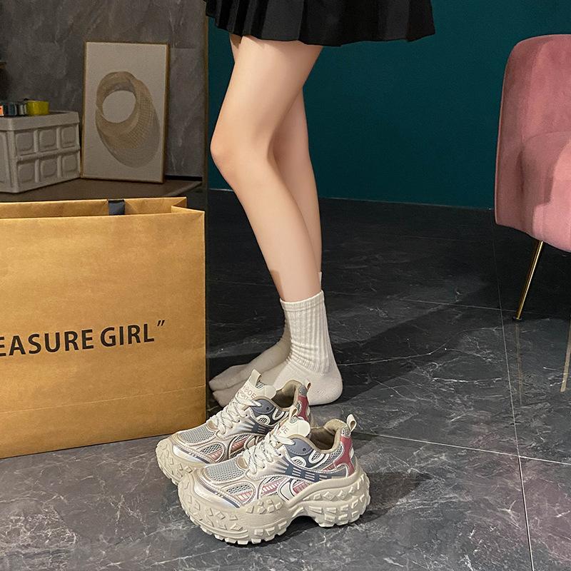 Korean version of the new dad shoes women's 2025 autumn student sports running shoes casual thick-soled heightening women's shoes BN8807
