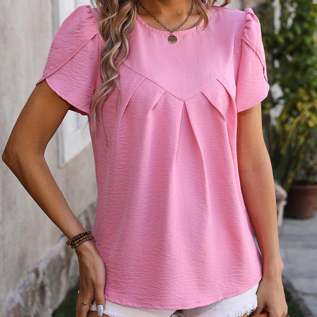 VEZFAA женские модные повседневные летние весенние однотонные блузки и рубашки — фото 6