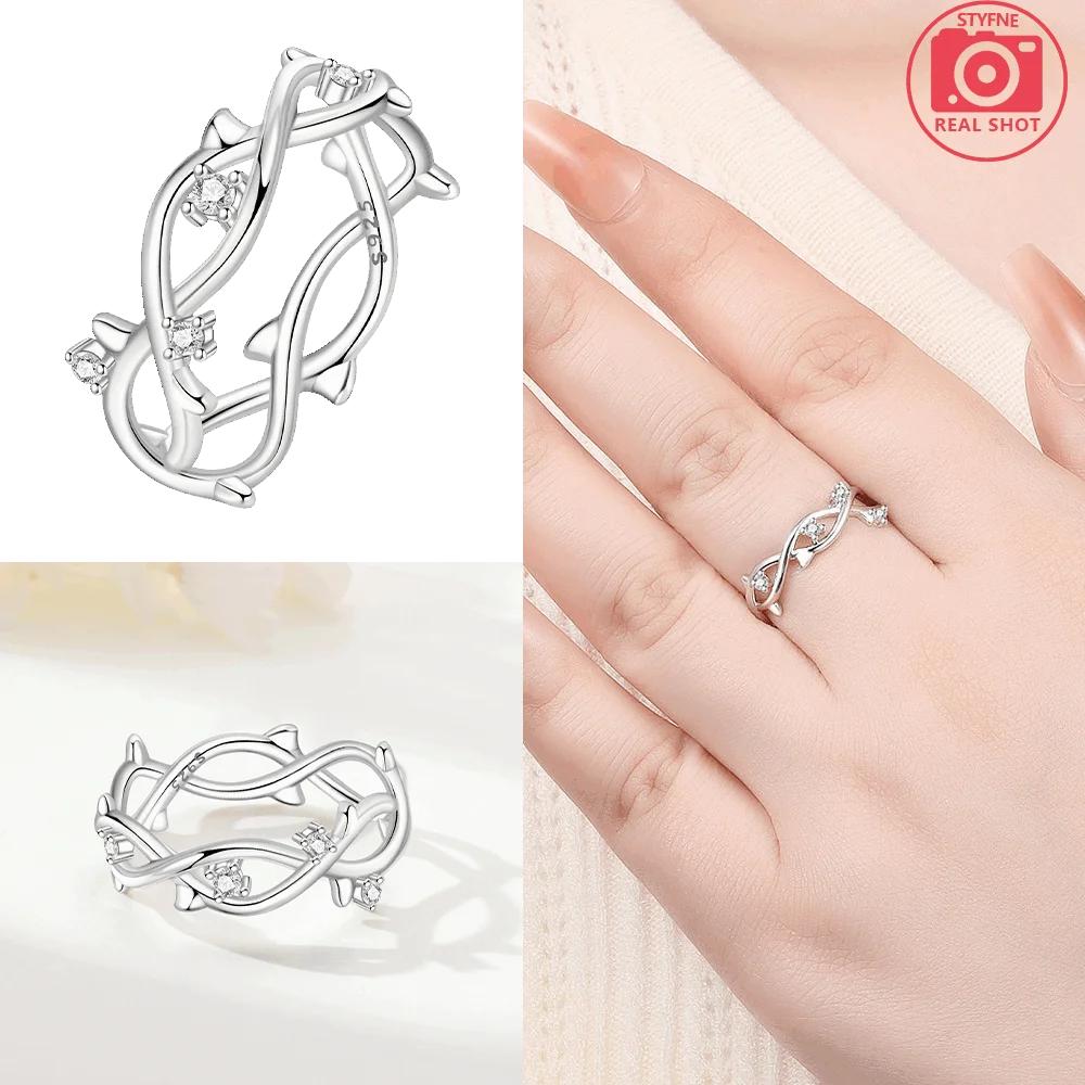Exquisite 925 Silver Iris Flower Ring Valentine Gift Women Jewelry Star Moon Ring Cross Butterfly Design White Ring 6