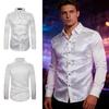 Men's Shines Sequins Long Sleeve Button Down Shirt for Halloween Cosplay 70s Disco Party Dress Shirt