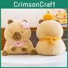 Cute Blossom Cherry Orange Capybara With Scarf Cartoon Animal Plush Doll