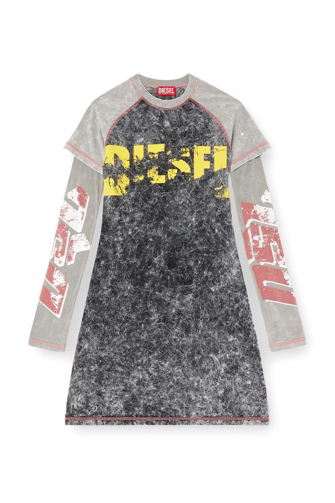Diesel Mini Dress A166330SLBB L Black X Ivory 900A Women's D-BUXT-Q1