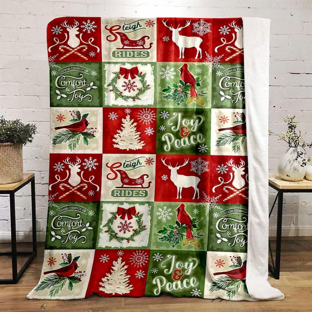 Christmas Reindeer Cardinal Blanket bedroom Blanket for Livingroom Couch lunch break Soft throw for Friend's festival Gift