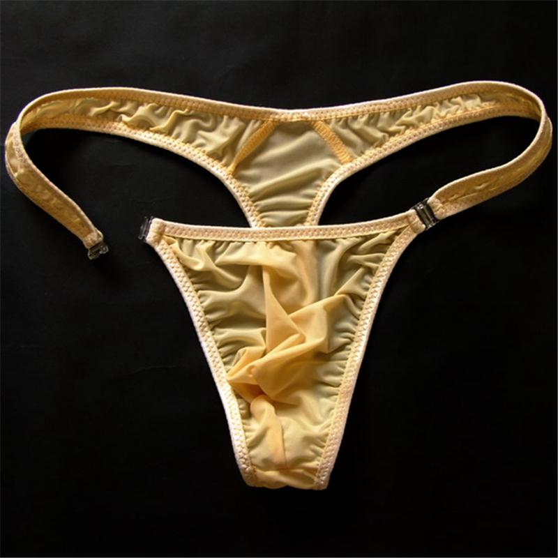 2019 Hot M/L/XL Translucent Mens Nylon Thongs Men Sexy Button Bikini Briefs Gay G-string/Jocks/Tanga/T-back Gay Underwear