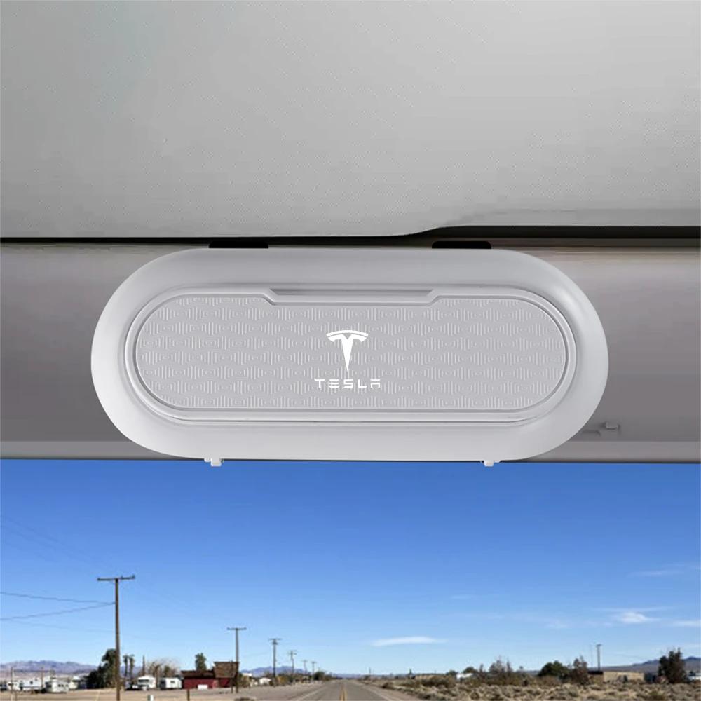 Car Sticker 2025 New Tesla Car Sun Visor Clip Glasses Cards Case Sunglasses Storage Holder For Tesla Model 3 Model S X Model Y R